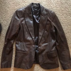 Theory brown leather jacket